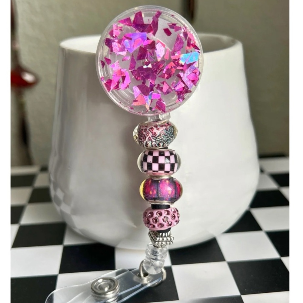 Personalized Badge Reel - Alligator Pinch Clip on Back